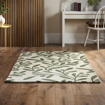 Trailing Leaf Beige/Olive Green Rug-Origins-Rug Love - The Most Loved Rug Store